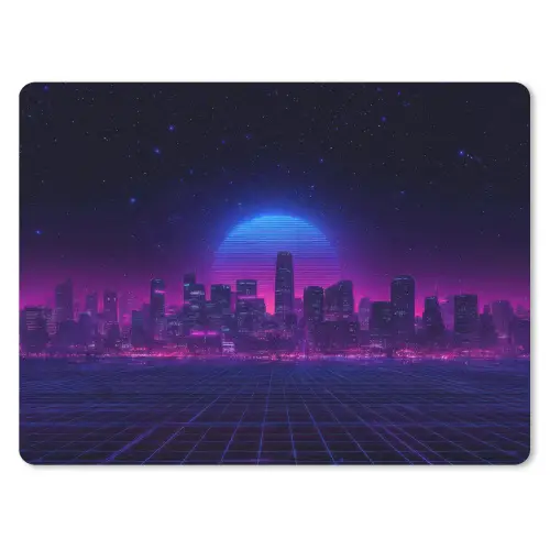 Skyline - Zon - Neon - Rasterpatroon muismat rubber klein -3d