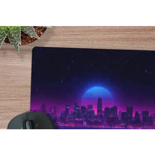 Skyline - Zon - Neon - Rasterpatroon muismat rubber klein -closeup