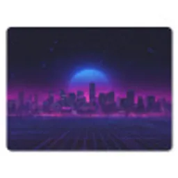 Skyline - Zon - Neon - Rasterpatroon muismat rubber klein -3d