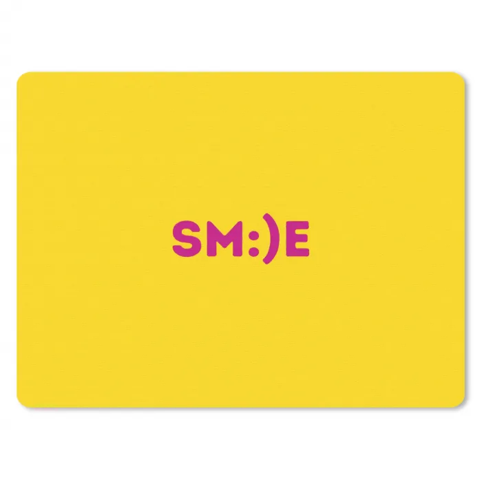 Smile - Roze - Geel muismat rubber klein -3d