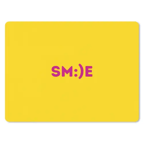 Smile - Roze - Geel muismat rubber klein -3d