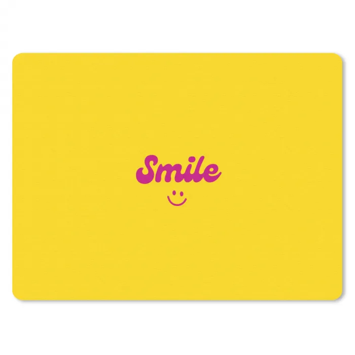Smile - Geel - Roze muismat rubber klein -3d
