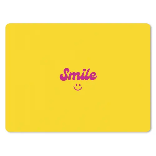 Smile - Geel - Roze muismat rubber klein -3d
