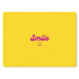Smile - Geel - Roze muismat rubber klein -3d
