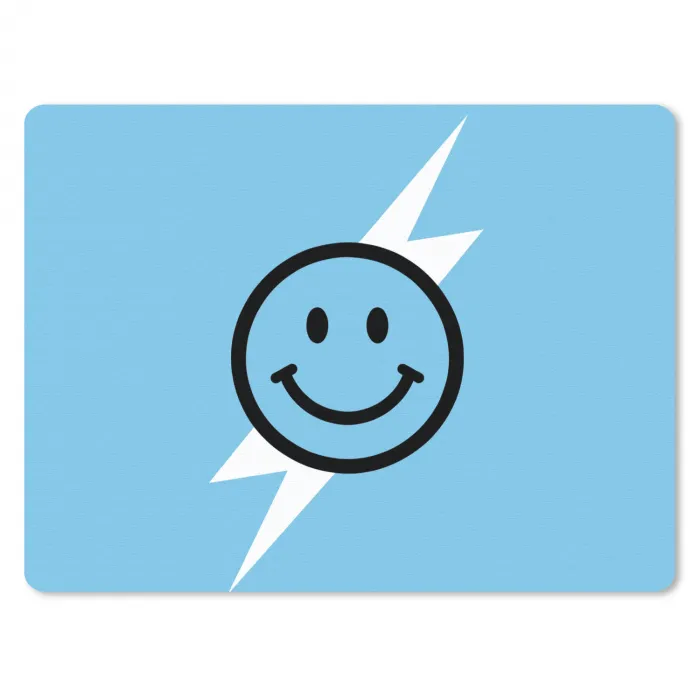 Smiley - Blauw - Bliksem muismat rubber klein -3d