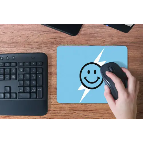 Smiley - Blauw - Bliksem muismat rubber klein -toetsenbord