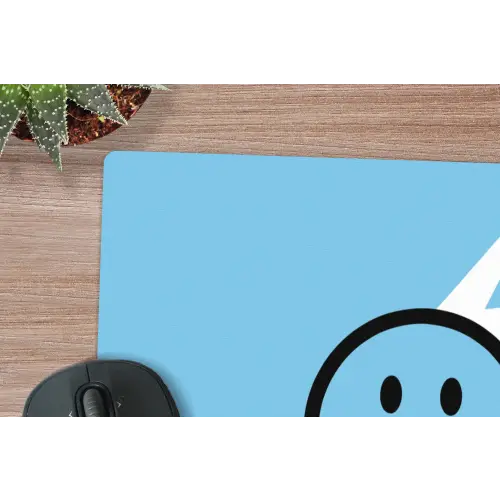 Smiley - Blauw - Bliksem muismat rubber klein -closeup
