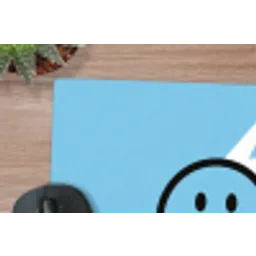 Smiley - Blauw - Bliksem muismat rubber klein -closeup