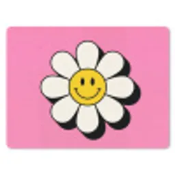 Smiley - Bloem - Roze muismat rubber klein -3d