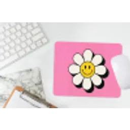 Smiley - Bloem - Roze muismat rubber klein -witbureau