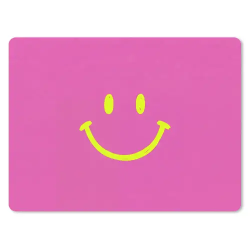 Smiley - Vrolijk - Roze muismat rubber klein -3d