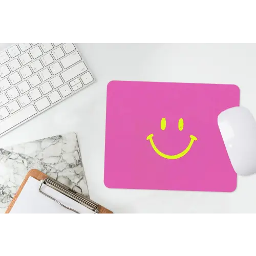 Smiley - Vrolijk - Roze muismat rubber klein -witbureau
