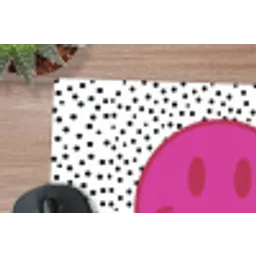 Smiley - Roze - Stippen muismat rubber klein -closeup