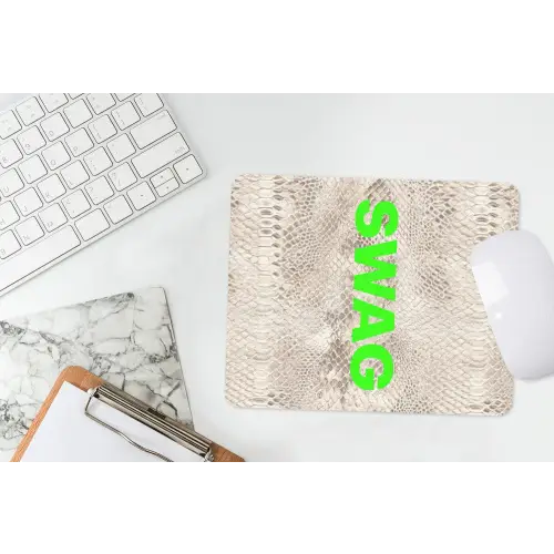 Slangenprint - SWAG - Neon - Groen muismat rubber klein -witbureau