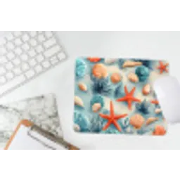 Zeesterren - Schelpen - Illustratie - Zand muismat rubber klein -witbureau
