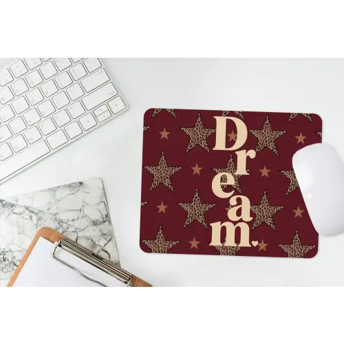 Sterren - Luipaardprint - Dream - Bordeaux muismat rubber klein -witbureau