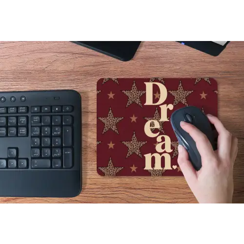 Sterren - Luipaardprint - Dream - Bordeaux muismat rubber klein -toetsenbord