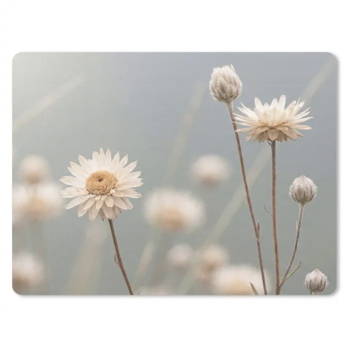 Strobloemen - Wit - Daglicht muismat rubber klein -3d
