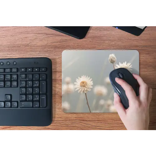 Strobloemen - Wit - Daglicht muismat rubber klein -toetsenbord