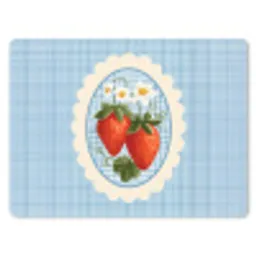 Aardbeien - Lijst - Rood - Geruit muismat rubber klein -3d