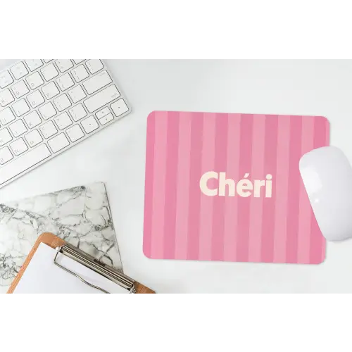 Gestreept - Roze - Chéri muismat rubber klein -witbureau