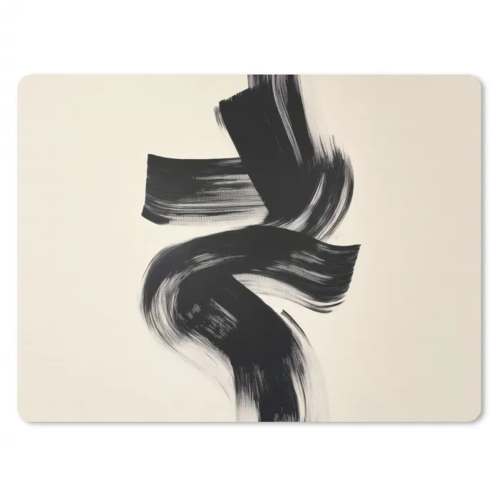Strepen - Zwart - Abstract muismat rubber klein -3d