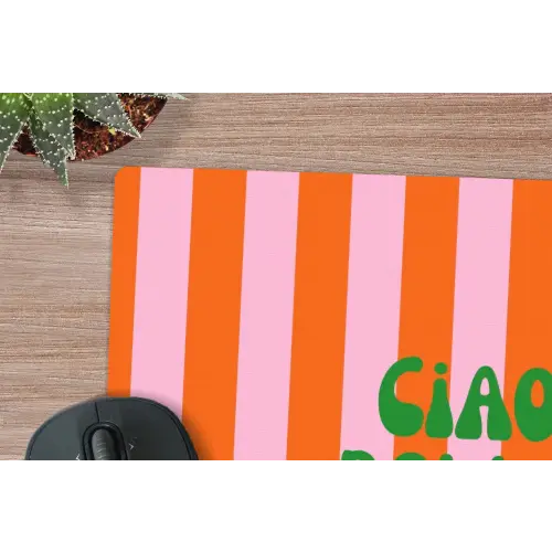 Strepen - Oranje - Verticaal - Ciao bella muismat rubber klein -closeup