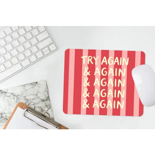 Strepen - Rood - Try again muismat rubber klein -witbureau