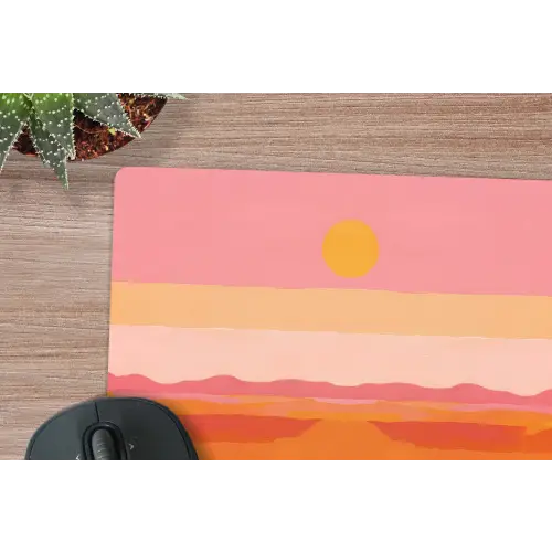 Zon - Abstract - Landschap - Oranje muismat rubber klein -closeup