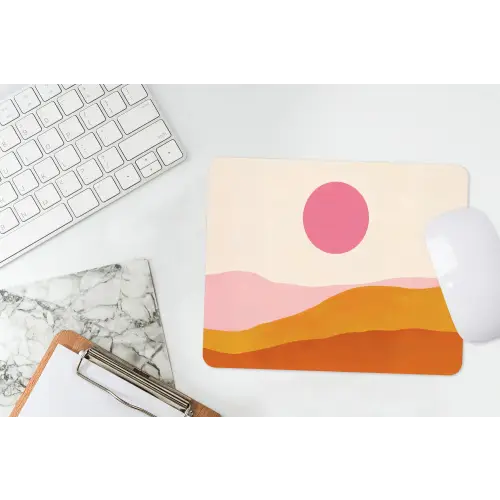 Zon - Heuvels - Abstract - Roze muismat rubber klein -witbureau