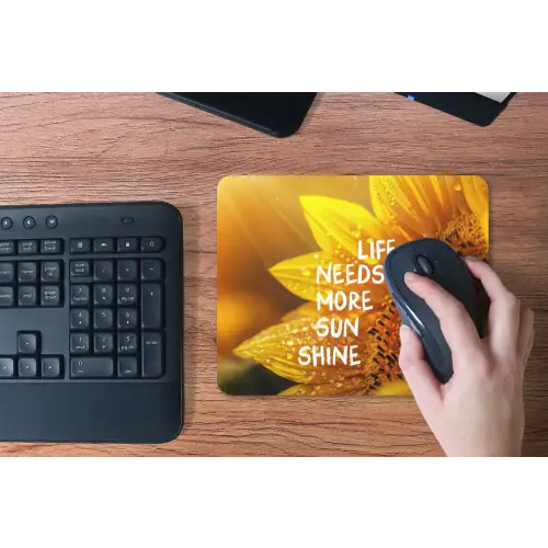 Zonnebloem - Close up - Geel - Quote muismat rubber klein -toetsenbord