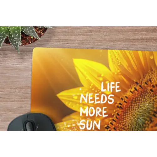 Zonnebloem - Close up - Geel - Quote muismat rubber klein -closeup