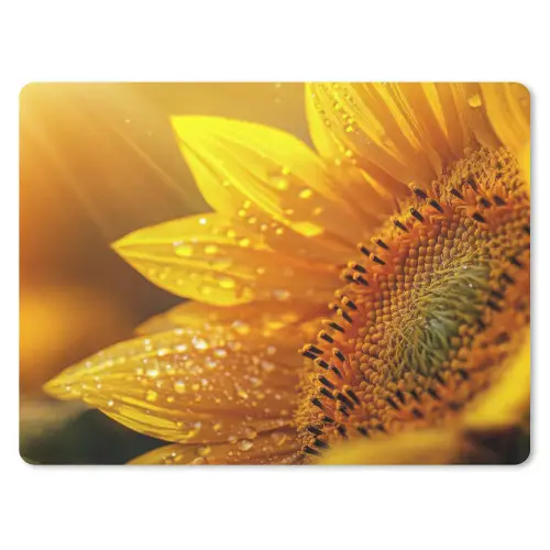 Zonnebloem - Dauwdruppels - Geel - Zonlicht muismat rubber klein -3d