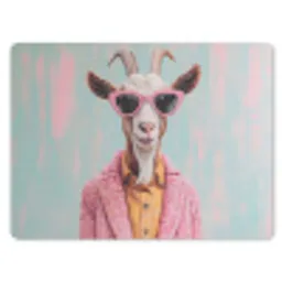Zonnebril - Roze - Geit - Horen muismat rubber klein -3d
