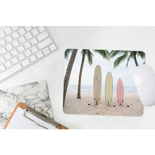 Surfboard - Palmbomen - Kleurrijk muismat rubber klein -witbureau
