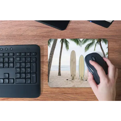 Surfboard - Palmbomen - Kleurrijk muismat rubber klein -toetsenbord