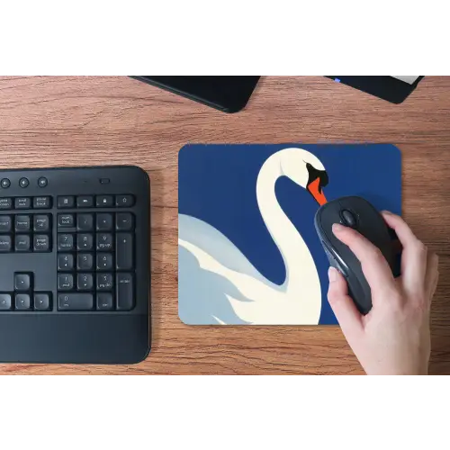Zwaan - Wit - Snavel - Illustratie muismat rubber klein -toetsenbord