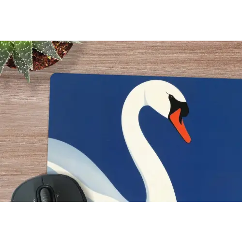 Zwaan - Wit - Snavel - Illustratie muismat rubber klein -closeup