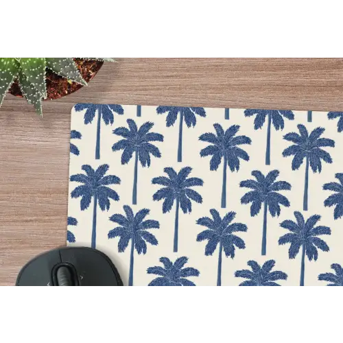 Symmetrisch - Palm - Blauw muismat rubber klein 262 -closeup