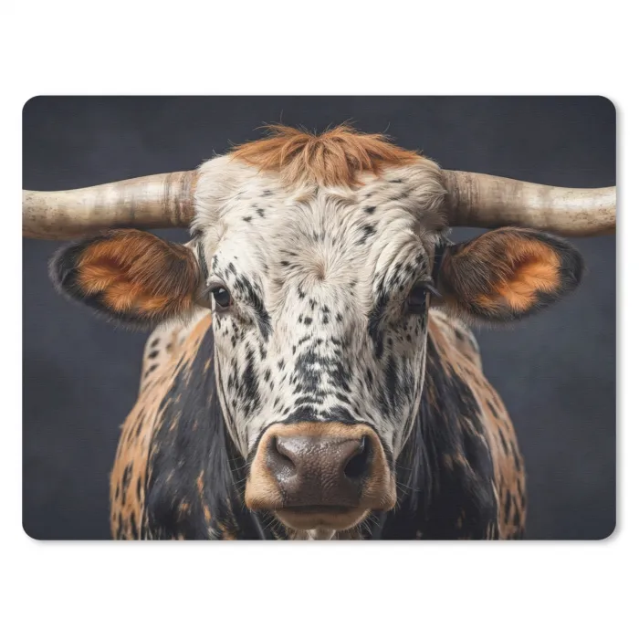 Stier - Kleurrijk - Hoorns muismat rubber klein -3d