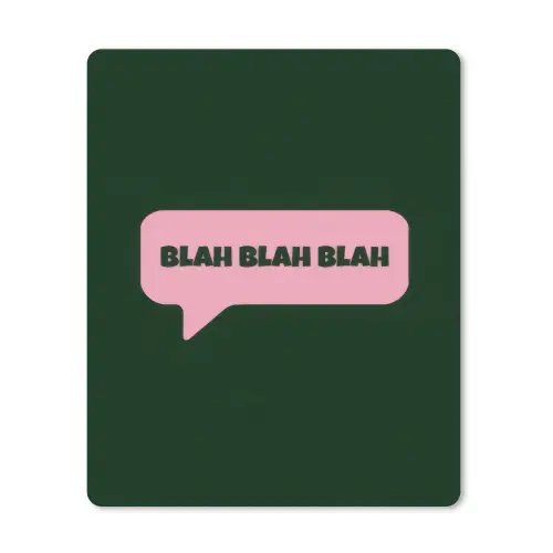 Tekstwolk - BLAH BLAH BLAH - Roze muismat rubber klein -3d