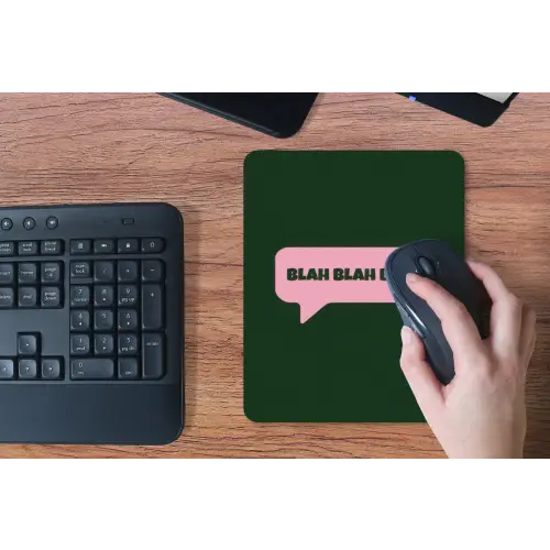 Tekstwolk - BLAH BLAH BLAH - Roze muismat rubber klein -toetsenbord