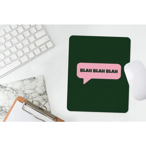 Tekstwolk - BLAH BLAH BLAH - Roze muismat rubber klein -witbureau