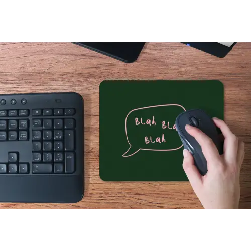 Tekstwolkje - Donkergroen - BLAH BLAH BLAH muismat rubber klein -toetsenbord