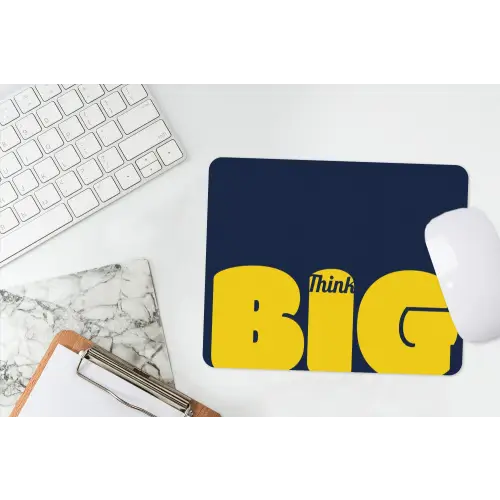 Think big - Blauw - Geel muismat rubber klein -witbureau