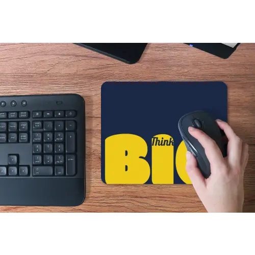Think big - Blauw - Geel muismat rubber klein -toetsenbord