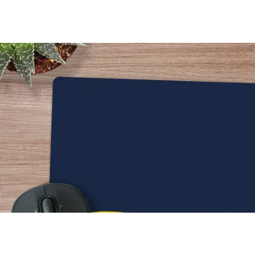 Think big - Blauw - Geel muismat rubber klein -closeup