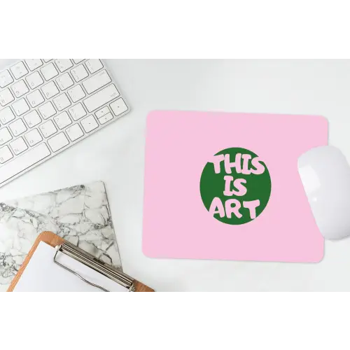 This is art - Tekst - Cirkel - Groen muismat rubber klein -witbureau