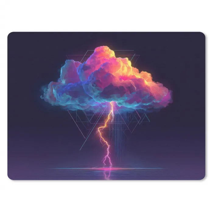 Donderwolk - Bliksemschicht - Licht - Blauw muismat rubber klein -3d