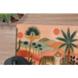 Tijger - Kleurrijk - Palmen - Cactus muismat rubber klein -closeup